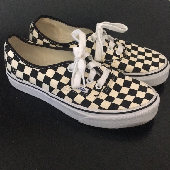 checkerboard vans lace up womens